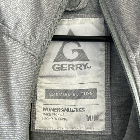 Gerry Jacket Women M Gray Windbreaker Full Zip Coat Hooded Zip Pockets Logo - Picture 6 of 6